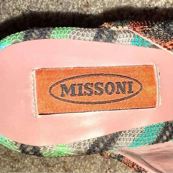 MISSONI Women’s ZigZag Black Blue Purple Fabric Leather Clogs Made in Italy 7.5 - Picture 11 of 16